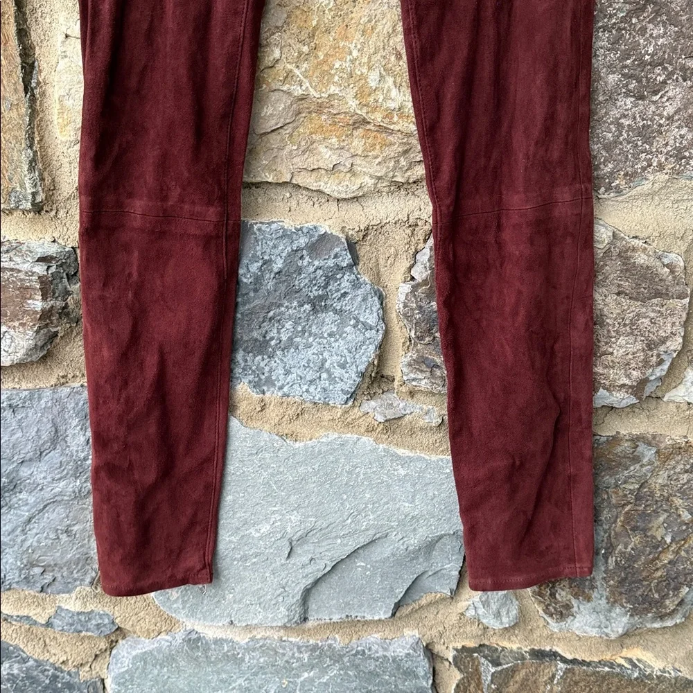 rag & bone Suede Leather Pants Port Burgundy Size 28 Skinny Lamb Suede Hybrid